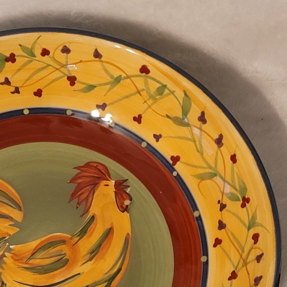 222 Fifth Rooster Serving Bowl approx 9" X 2'" - Picture 3 of 9